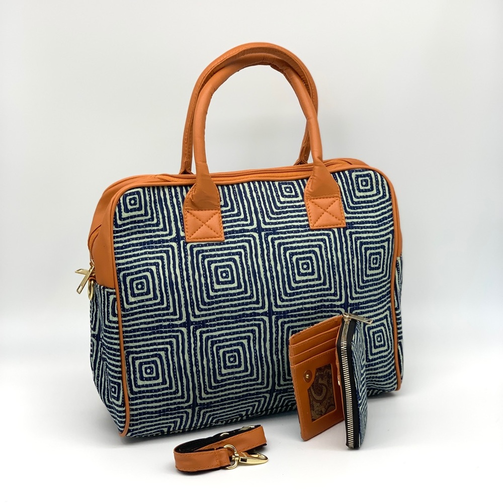 Cotton Satchel And Wallet Set - Picture 2 of 7